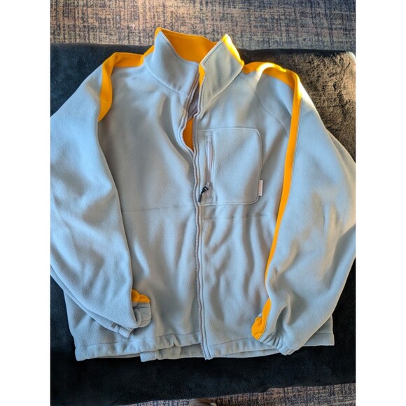 Columbia Fleece Layer Zip Up Jacket Orange Grey Skater Dadcore Normcore 90s XL - Picture 13 of 16